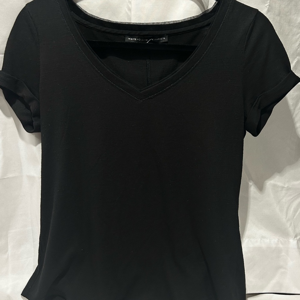 White House Black Market Black V-Neck Tee